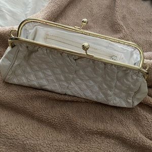 Oversized off-white clutch w/ gold accent
